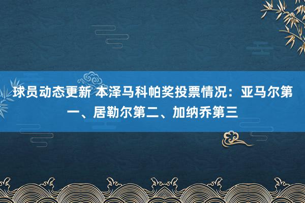 球员动态更新 本泽马科帕奖投票情况：亚马尔第一、居勒尔第二、加纳乔第三