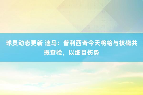 球员动态更新 迪马：普利西奇今天将给与核磁共振查验，以细目伤势