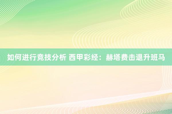 如何进行竞技分析 西甲彩经：赫塔费击退升班马