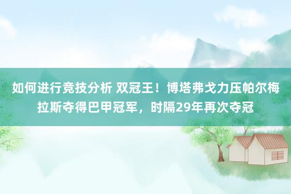 如何进行竞技分析 双冠王！博塔弗戈力压帕尔梅拉斯夺得巴甲冠军，时隔29年再次夺冠