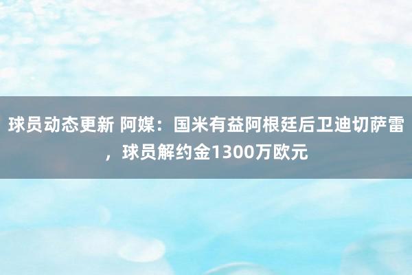 球员动态更新 阿媒：国米有益阿根廷后卫迪切萨雷，球员解约金1300万欧元