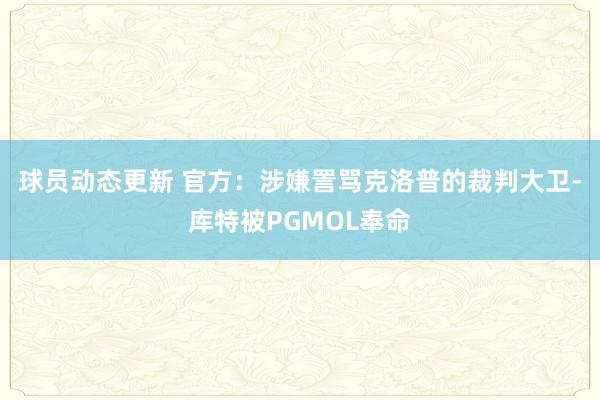 球员动态更新 官方：涉嫌詈骂克洛普的裁判大卫-库特被PGMOL奉命